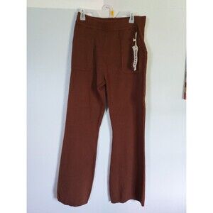 YMI Kozy Fit Brown Wide Leg Sweater Pants Super Soft Women's Size Large NEW